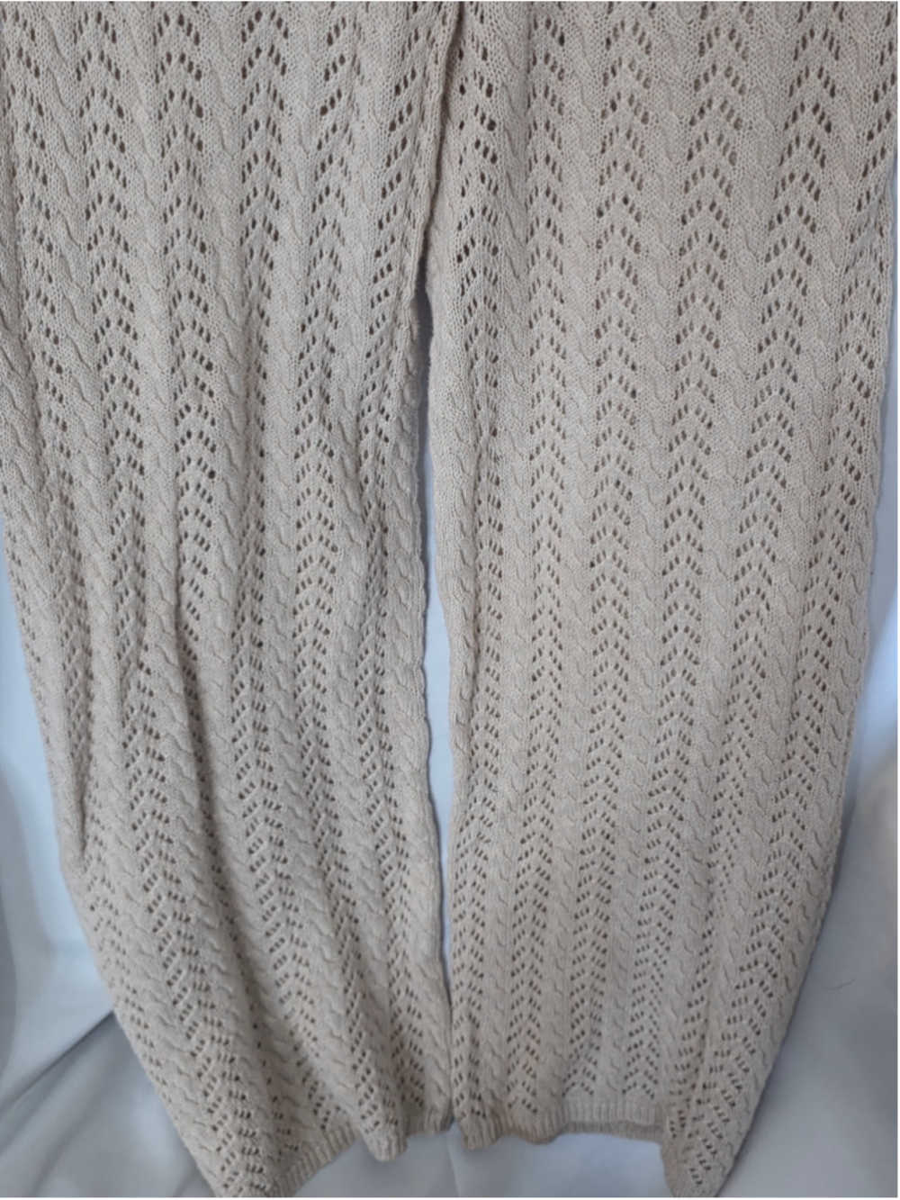 Women's Lulus Knit Flare Pants Size S Beige cottagecore comfy chic fall coverup - Picture 5 of 8